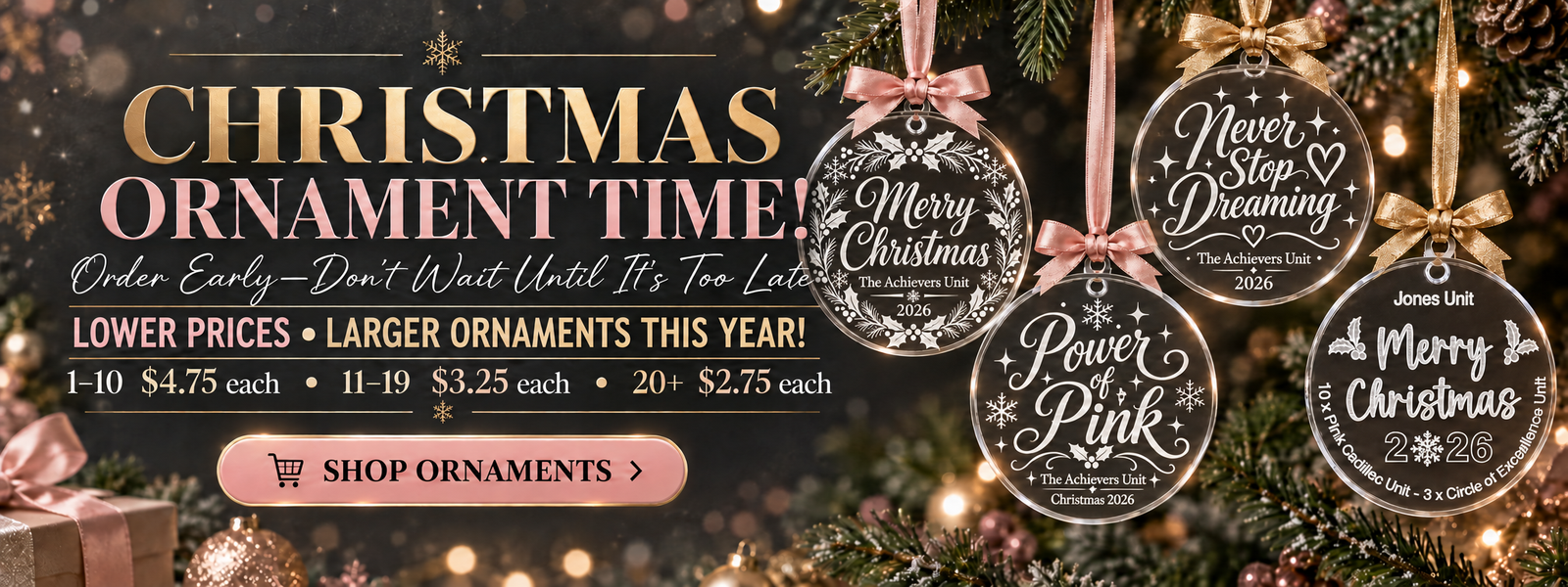 Christmas Ornament Time – lower prices and larger ornaments for 2026 with quantity pricing