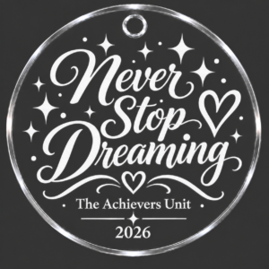 “Never Stop Dreaming” Custom Unit Ornament — 4″ (Volume Discounts!)